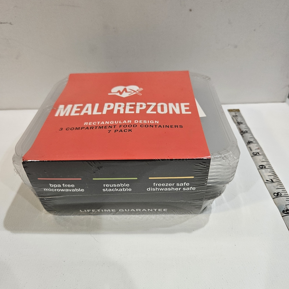 7 Rectangular 3-Compartment Food Containers
